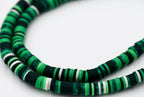 Flat Round Handmade Polymer Clay Bead Spacers Green Blend