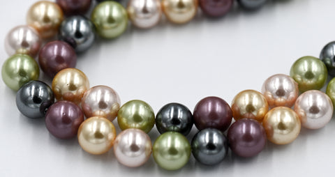 South Sea Shell Pearl, Mixed Color 8mm Rounds -15.5 inch strand