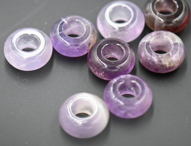 Large Hole Amethyst, European Beads, Round 12mm Hover Image