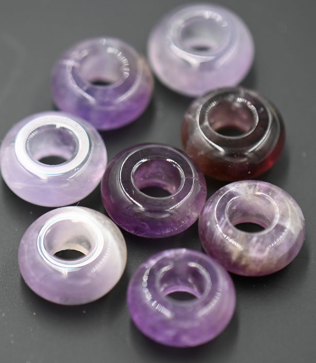 Large Hole Amethyst, European Beads, Round 12mm Hover Image