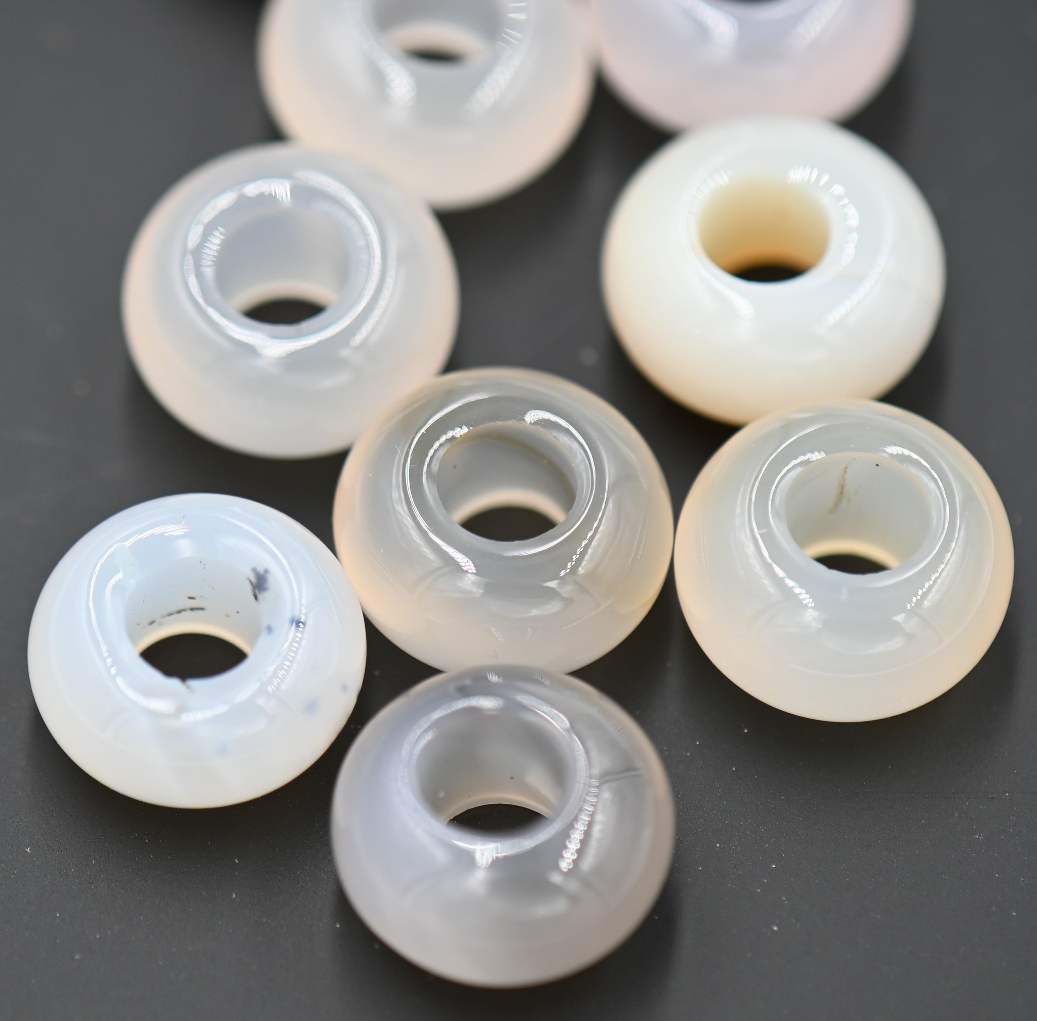 Large Hole Agate, European Beads, Round 14mm