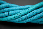 Flat Round Handmade Polymer Clay Bead Spacers, Teal Green, 6x1mm
