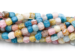 6mm Mixed Frosted Matte Cube Agate -15 inch strand