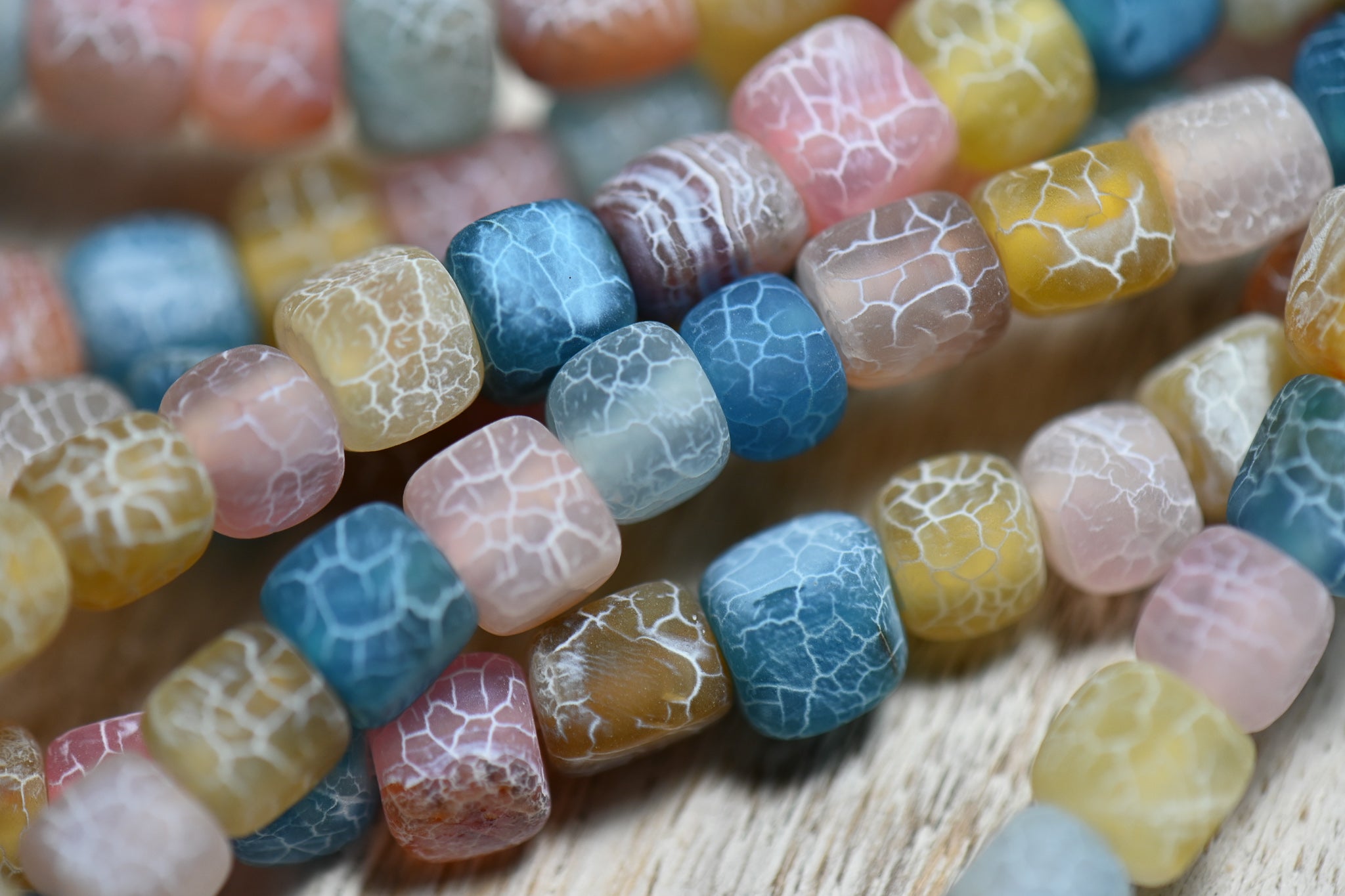 6mm Mixed Frosted Matte Cube Agate -15 inch strand