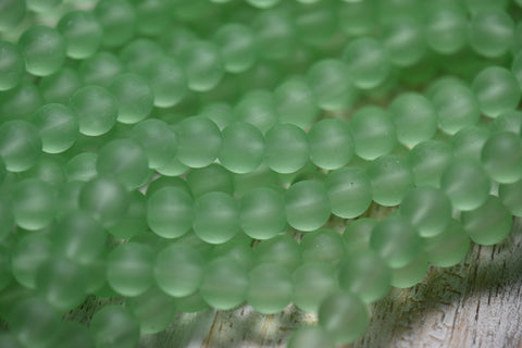 6mm Sage Green Frosted Matte Glass Round Druk Beads - 100 beads