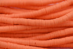 Flat Round Handmade Polymer Clay Bead Spacers  Bright Sherbert Orange, 6x1mm