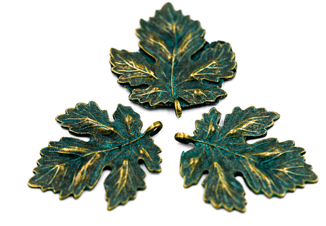 Antique Bronze Green Patina Leaf Pendant Hover Image