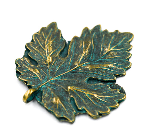Antique Bronze Green Patina Leaf Pendant