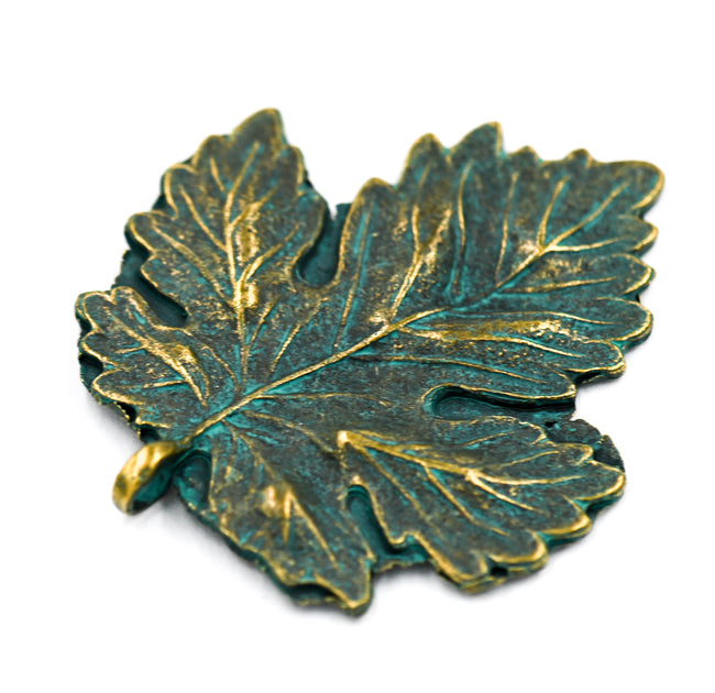 Antique Bronze Green Patina Leaf Pendant Hover Image