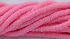 Flat Round Handmade Polymer Clay Bead Spacers,  Pink, 6x1mm