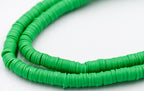 Flat Round Handmade Polymer Clay Bead Spacers, Green, 6x1mm