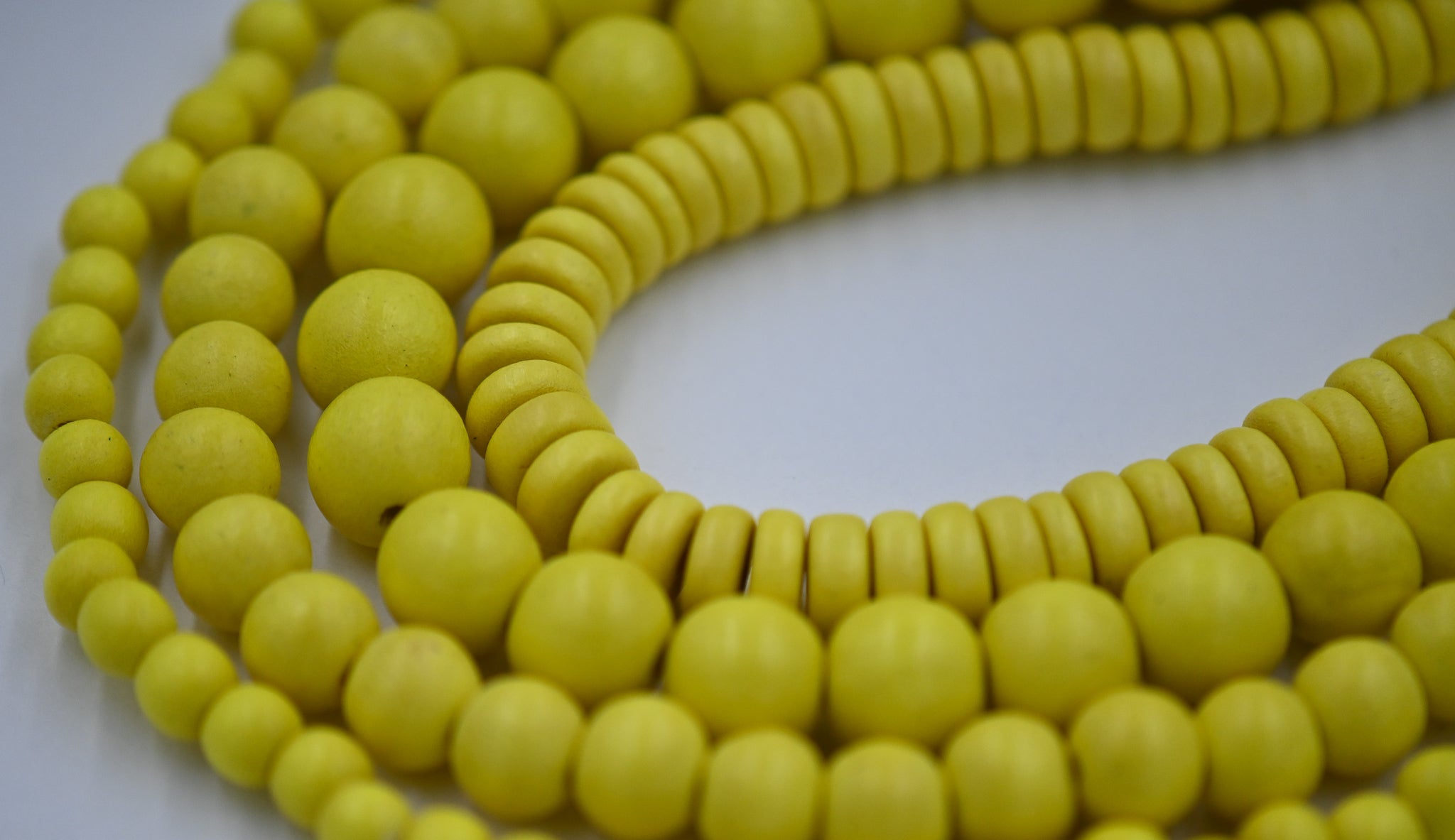 TWO STRANDS Tuscan Yellow Wood 6mm, 8mm, 10mm, 12mm or Rondelle 8x4mm, Yellow Wood Beads