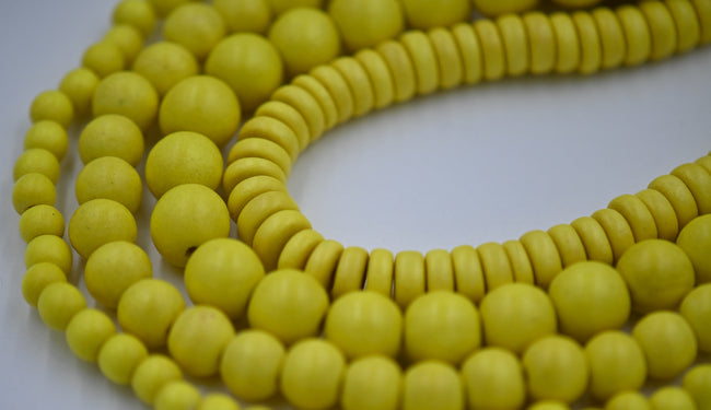 TWO STRANDS Tuscan Yellow Wood 6mm, 8mm, 10mm, 12mm or Rondelle 8x4mm, Yellow Wood Beads Hover Image