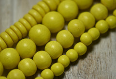TWO STRANDS Tuscan Yellow Wood 6mm, 8mm, 10mm, 12mm or Rondelle 8x4mm, Yellow Wood Beads
