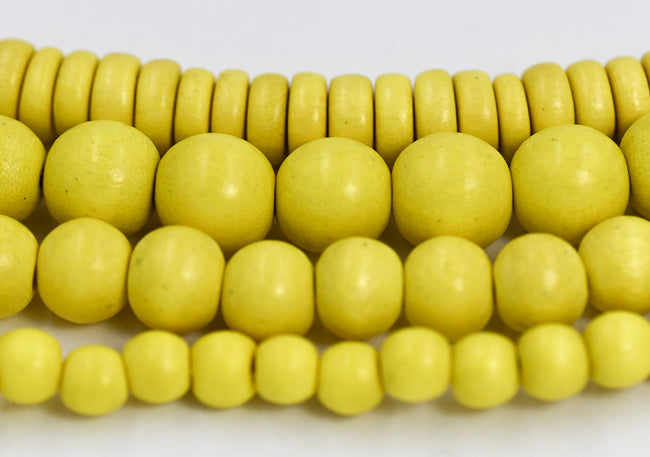 TWO STRANDS Tuscan Yellow Wood 6mm, 8mm, 10mm, 12mm or Rondelle 8x4mm, Yellow Wood Beads Main Image