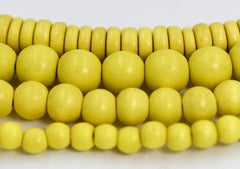 TWO STRANDS Tuscan Yellow Wood 6mm, 8mm, 10mm, 12mm or Rondelle 8x4mm, Yellow Wood Beads