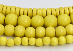 Tuscan Yellow Wood 6mm, 8mm, 10mm, 12mm or Rondelle 8x4mm, Yellow Wood Beads