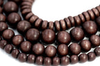Bittersweet Chocolate Brown wood Beads 8mm, 10mm, 12mm, 15mm Brown wood beads -16 inch strand
