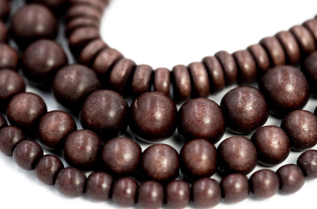 Bittersweet Chocolate Brown wood Beads 8mm, 10mm, 12mm, 15mm Brown wood beads -16 inch strand Main Image