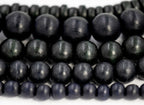Black Wood Beads 6mm 8mm 10mm 12mm 16mm 20mm Round or Rondelle wood  -16 inch strand