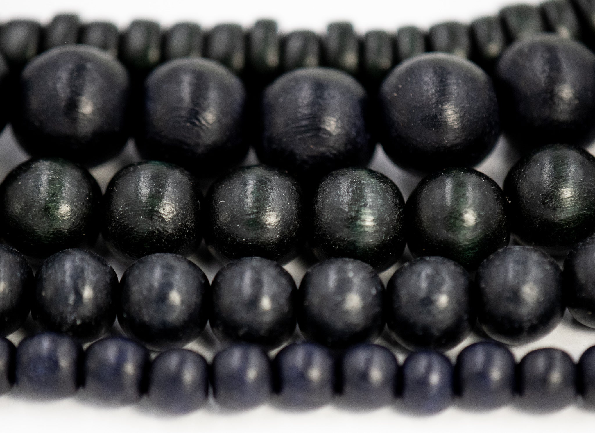 Black Wood Beads 6mm 8mm 10mm 12mm 16mm 20mm Round or Rondelle wood  -16 inch strand