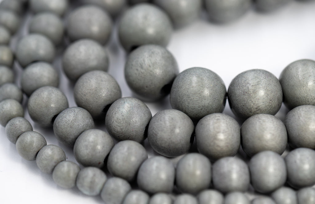 Grey Wood Beads 6mm 8mm 10mm 12mm 16mm 20mm Round or Rondelle  wood  -16 inch strand
