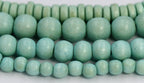 TWO STRANDS Seafoam Green Wood 6mm, 8mm, 10mm, 12mm Round 8x5mm Rondelle Bicone Beads