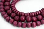 Sangria Purple Wood Round 6mm, 8mm, 10mm, 8x5mm Dark Red/Violet Purple Wood Beads -16 inch strand