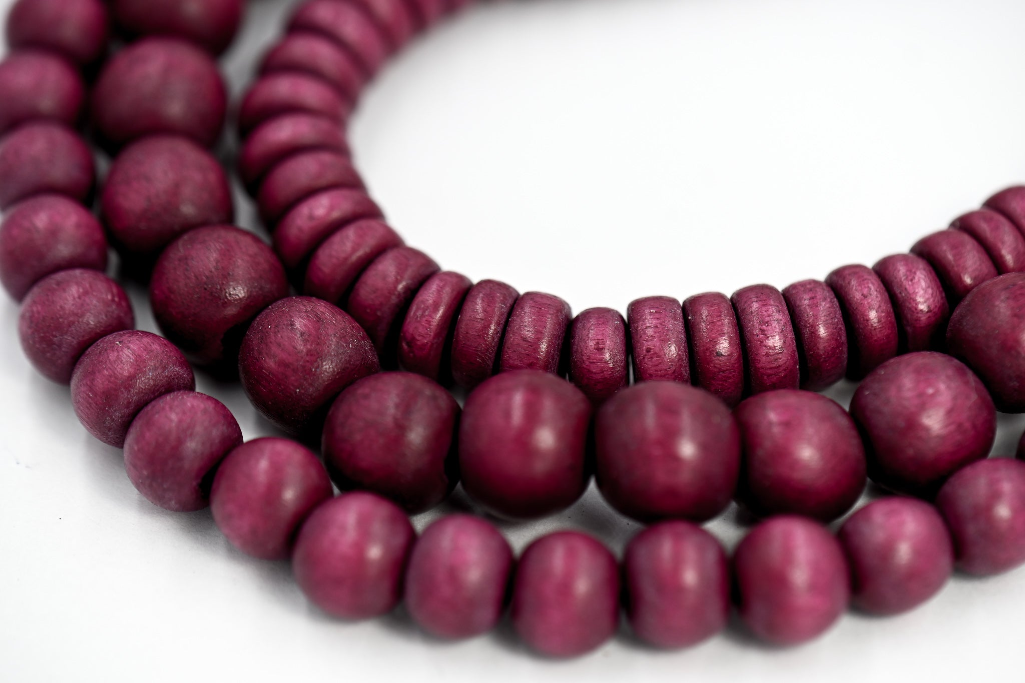 Sangria Purple Wood Round 6mm, 8mm, 10mm, 8x5mm Dark Red/Violet Purple Wood Beads -16 inch strand