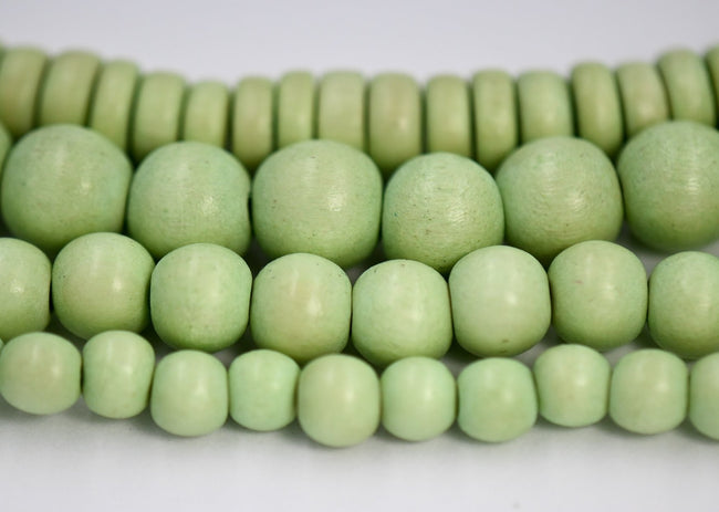 Key Lime Green Beads 6mm 8mm 10mm 8x5mm Light Green Wood beads -16 inch strand Hover Image