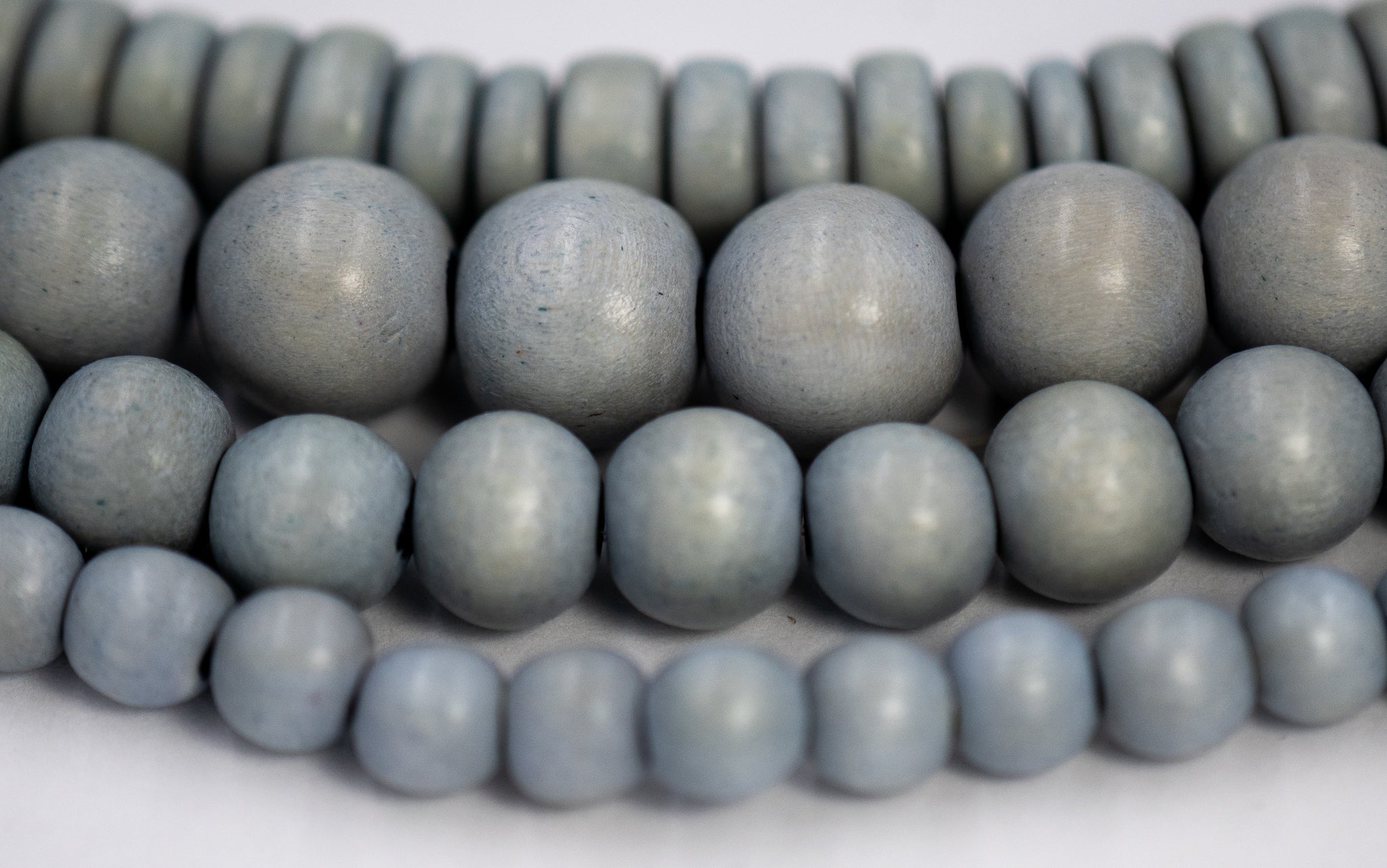Moon Shadow Grey Wood Beads 6mm 8mm 10mm 12mm Round or Rondelle wood grey beads -16 inch strand