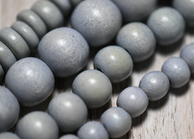 Moon Shadow Grey Wood Beads 6mm 8mm 10mm 12mm Round or Rondelle wood grey beads -16 inch strand Main Image