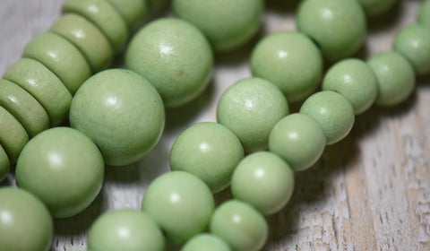 Key Lime Green Beads 6mm 8mm 10mm 8x5mm Light Green Wood beads -16 inch strand