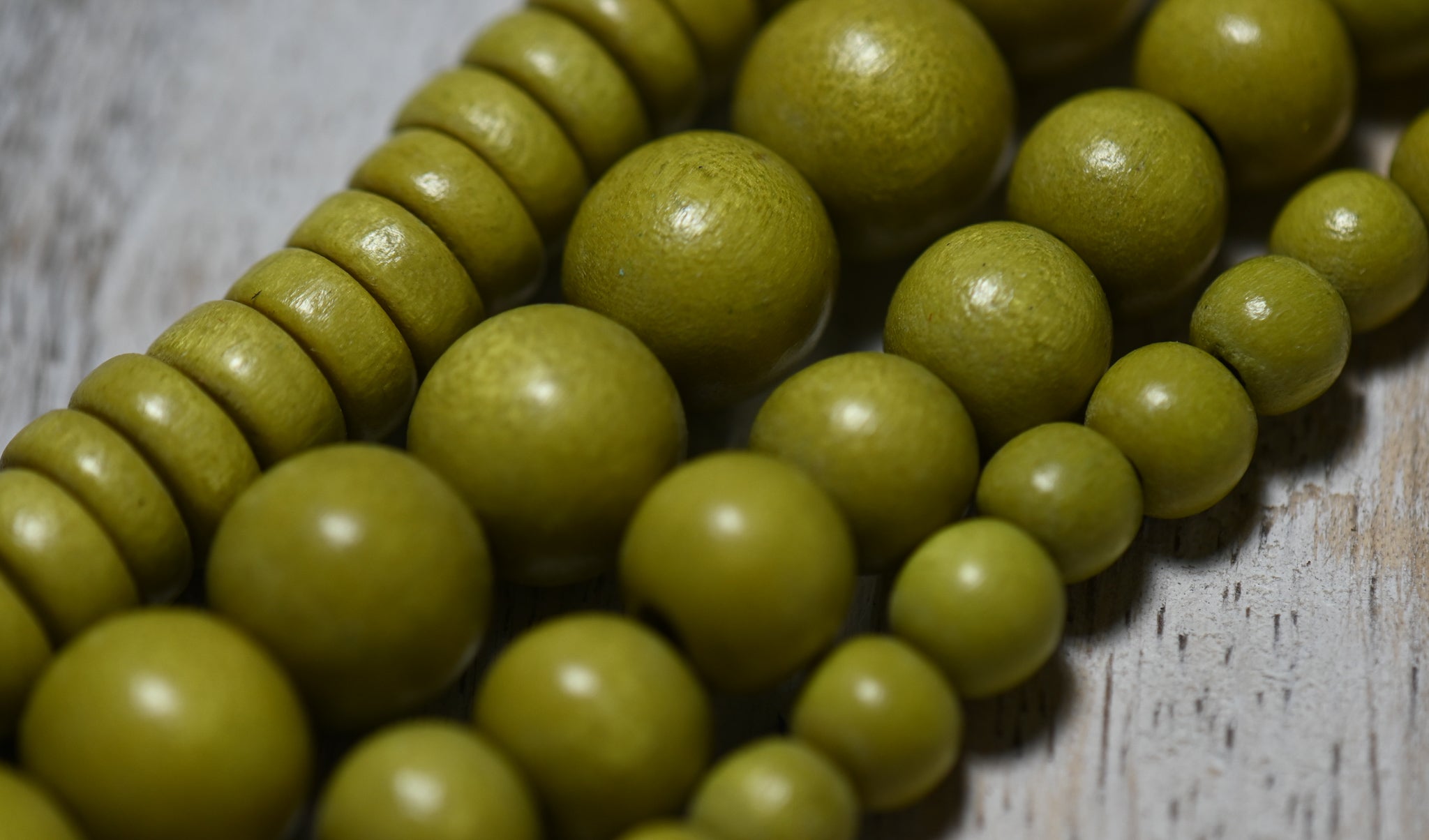 Chartreuse Green Wood Round 6mm 8mm 10mm 8x5mm, Yellow Green Wood Beads -16 inch strand