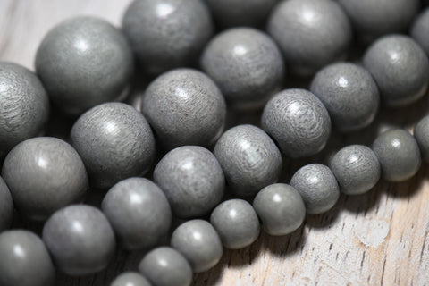 Grey Wood Beads 6mm 8mm 10mm 12mm 16mm 20mm Round or Rondelle  wood  -16 inch strand