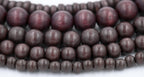 Raspberry Chocolate Brown Wood 6mm 8mm 10mm 12mm Rondelle 8x4mm, Dark Purple Brown Rondelle Boho Wood Beads -16 inch strand