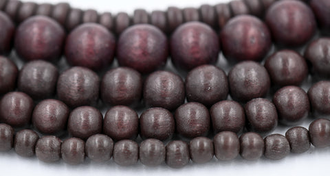 Raspberry Chocolate Brown Wood 6mm 8mm 10mm 12mm Rondelle 8x4mm, Dark Purple Brown Rondelle Boho Wood Beads -16 inch strand