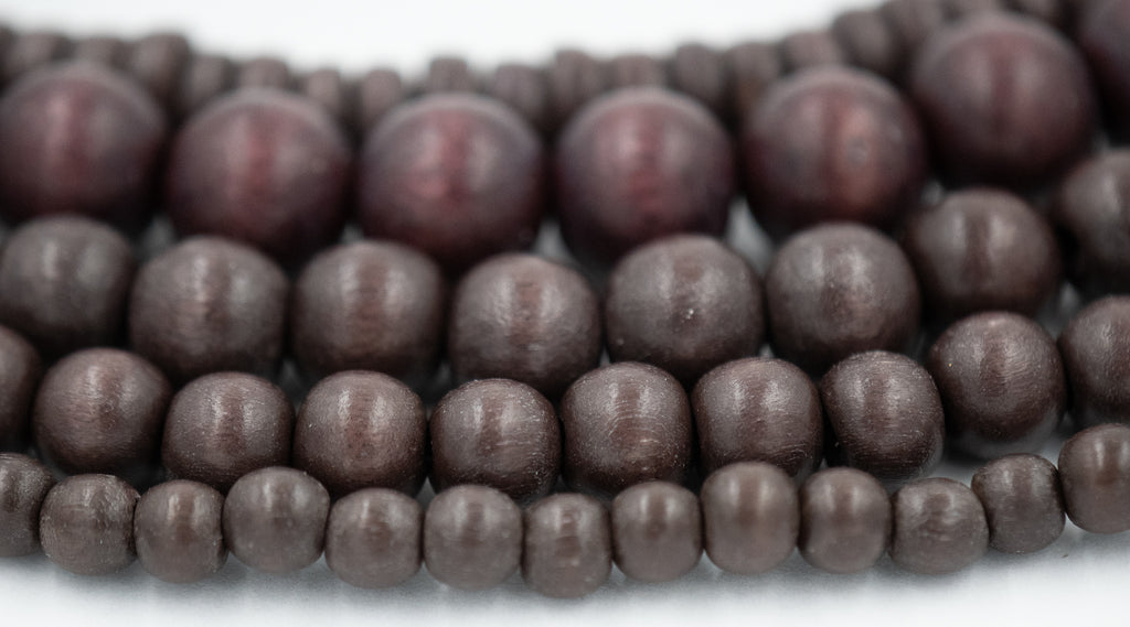 Raspberry Chocolate Brown Wood 6mm 8mm 10mm 12mm Rondelle 8x4mm, Dark Purple Brown Rondelle Boho Wood Beads -16 inch strand