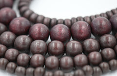 Raspberry Chocolate Brown Wood 6mm 8mm 10mm 12mm Rondelle 8x4mm, Dark Purple Brown Rondelle Boho Wood Beads -16 inch strand