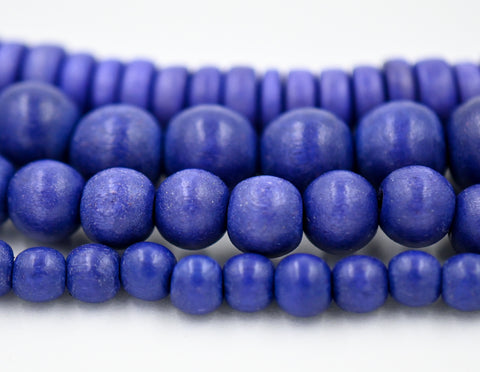 Deep Violet Purple Wood Beads 6mm, 8mm, 10mm, 8x5mm