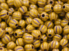 6mm Czech Mustard Brown Opaque Melon Rounds -25pc