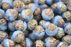 Czech Glass Beads - Picasso Beads - Turbine Beads - Fire Polished Beads - Cornflower Blue - 11x10mm - 10pcs