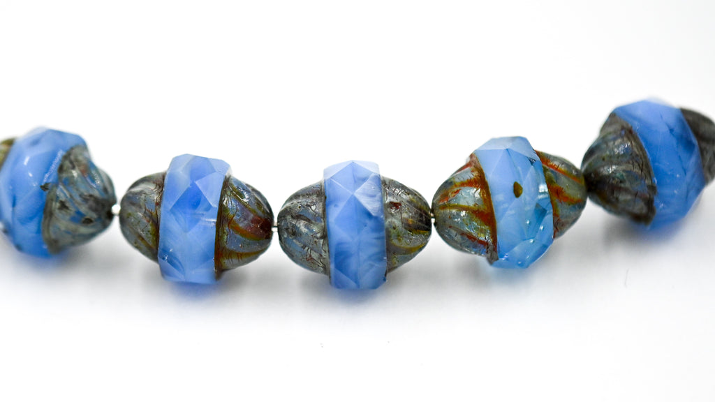 Czech Glass Beads - Picasso Beads - Turbine Beads - Fire Polished Beads - Cornflower Blue - 11x10mm - 10pcs