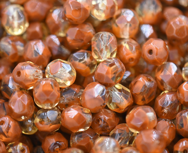 Fire Polished Topaz Glass Bead 6mm Round - 25 Pc Main Image