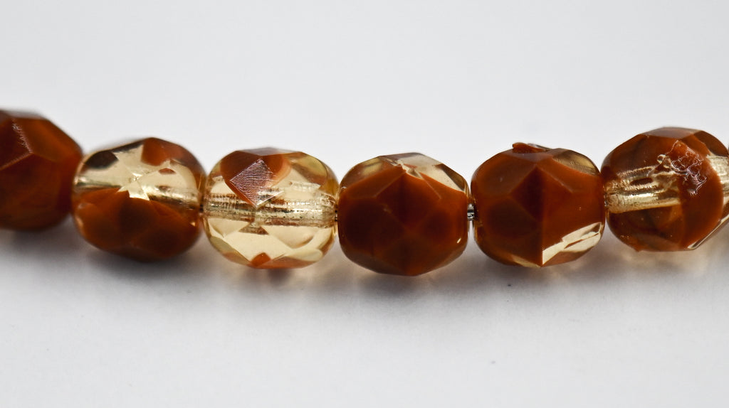Fire Polished Topaz Glass Bead 6mm Round - 25 Pc