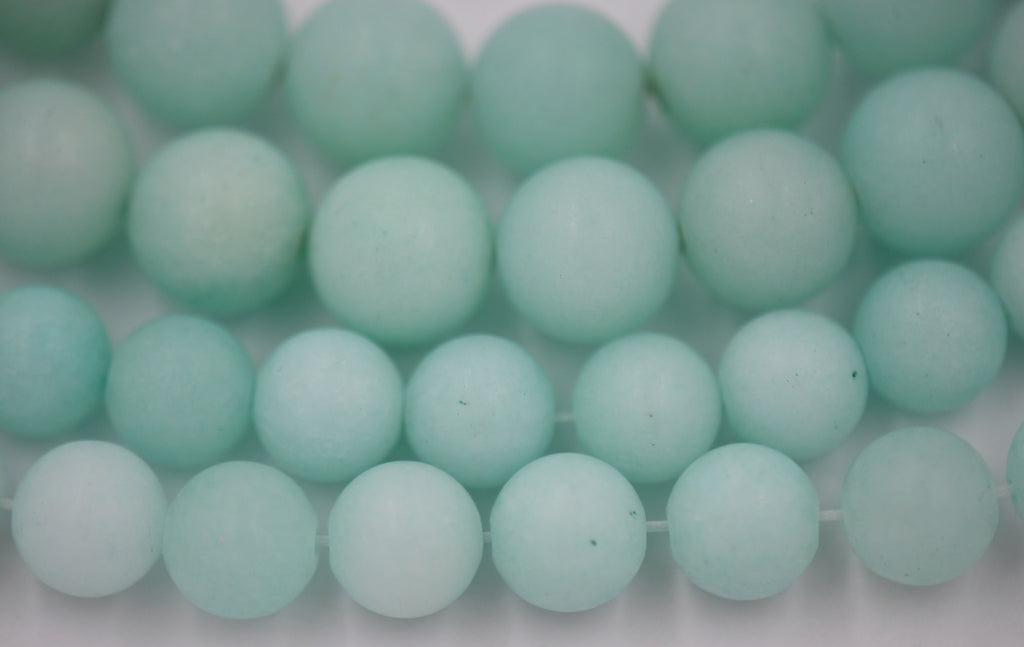 MATTE Light Amazonite Jade 4mm, 6mm, 8mm, 10mm, 12mm frosted Round Beads -15 inch strand