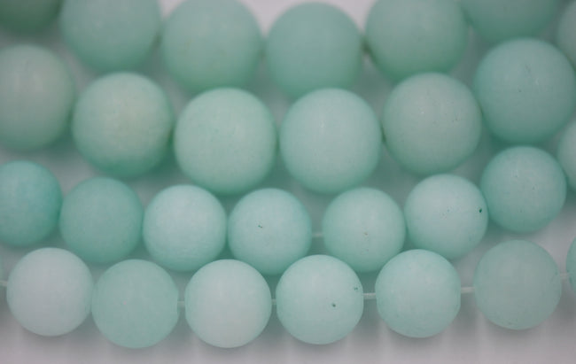 MATTE Light Amazonite Jade 4mm, 6mm, 8mm, 10mm, 12mm frosted Round Beads -15 inch strand Hover Image