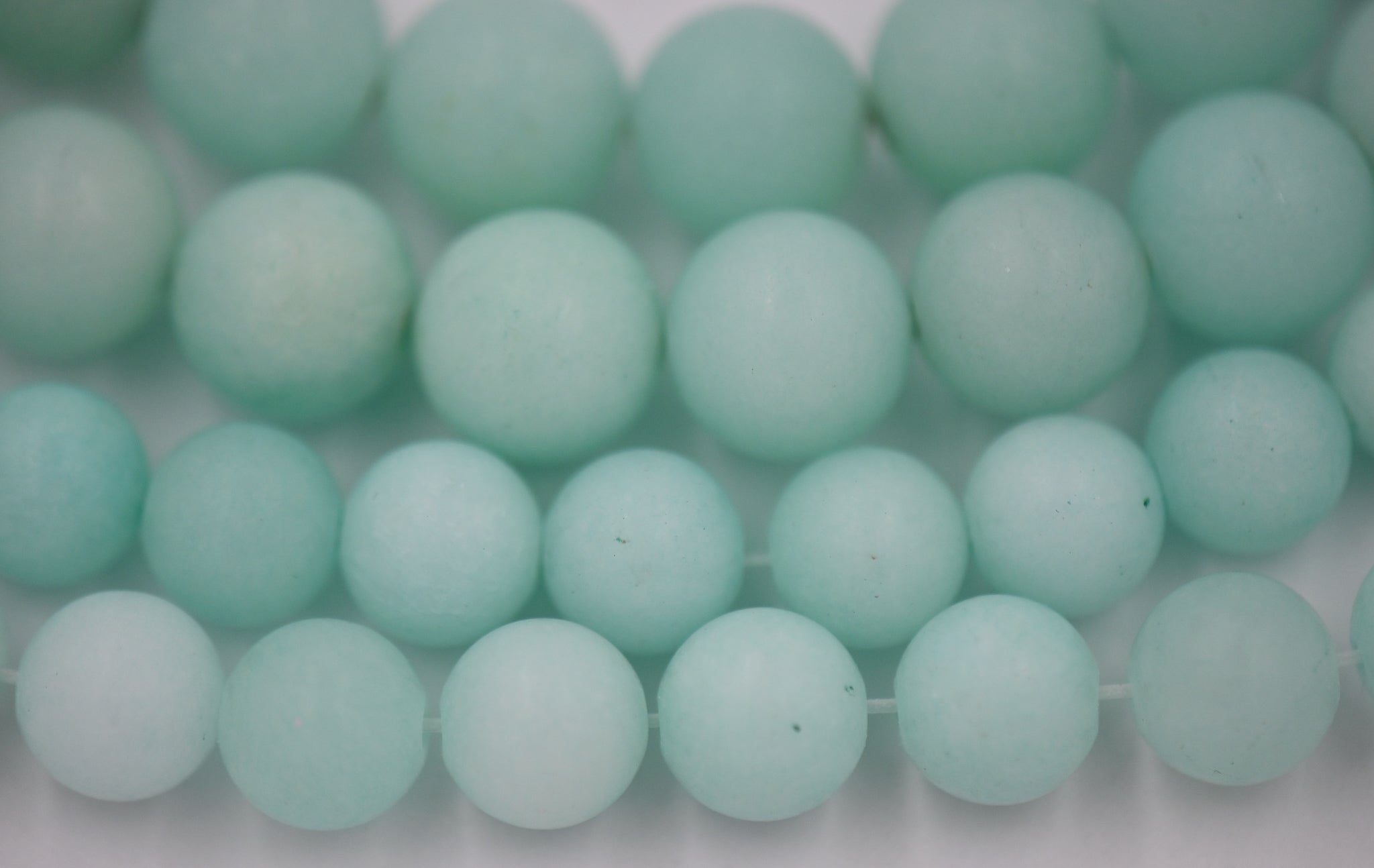MATTE Light Amazonite Jade 4mm, 6mm, 8mm, 10mm, 12mm frosted Round Beads -15 inch strand
