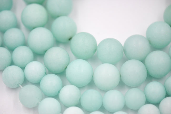 MATTE Light Amazonite Jade 4mm, 6mm, 8mm, 10mm, 12mm frosted Round Beads -15 inch strand Main Image