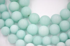 MATTE Light Amazonite Jade 4mm, 6mm, 8mm, 10mm, 12mm frosted Round Beads -15 inch strand